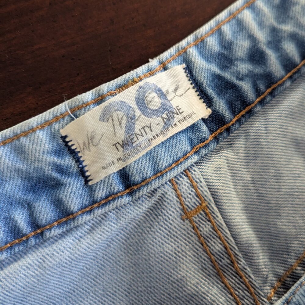 We The Free People 29 Kinsey Crop Wide Leg Jeans Light Acid Wash Distressed Boho - Picture 8 of 9
